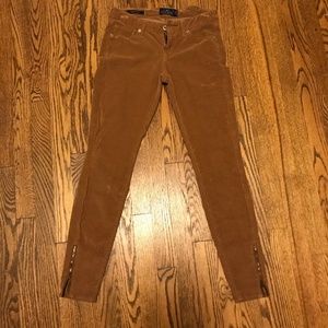 Lucky Brand Tan Corduroy Zipper Ankle Skinny Jeans